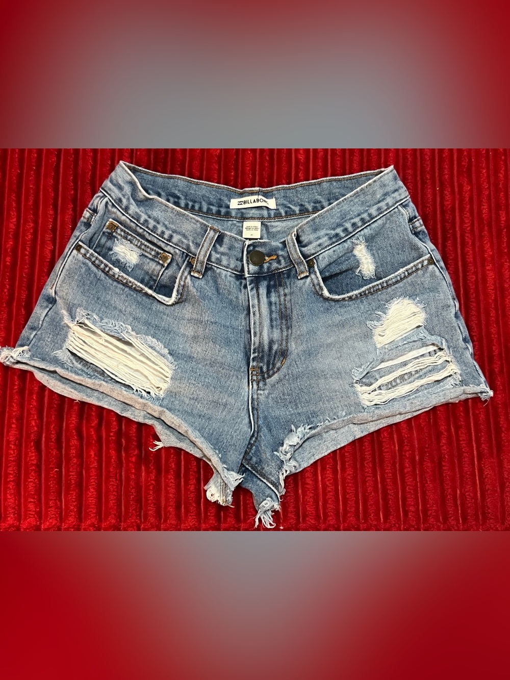 Billabong Light Blue Distressed Cutoff Denim Shorts